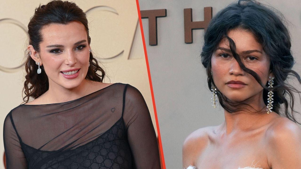 Split photos of Bella Thorne and Zendaya