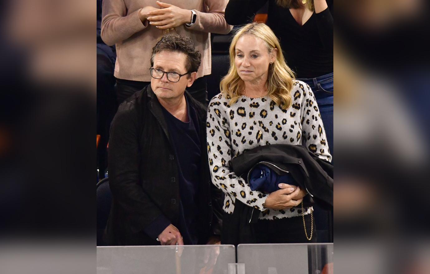 Michael J. Fox & Wife Tracy Pollan Attend Hockey Game Following Drinking Binge Admission