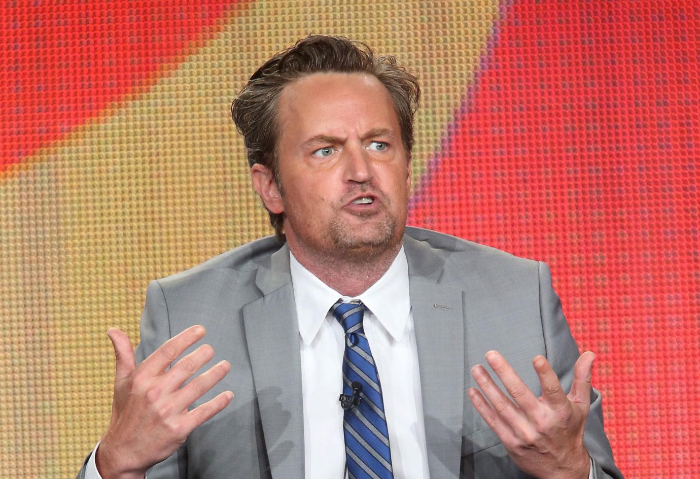 Matthew Perry speaks onstage during 'The Odd Couple' panel as part of the CBS/Showtime 2015 Winter Television Critics Association press tour at the Langham Huntington Hotel.