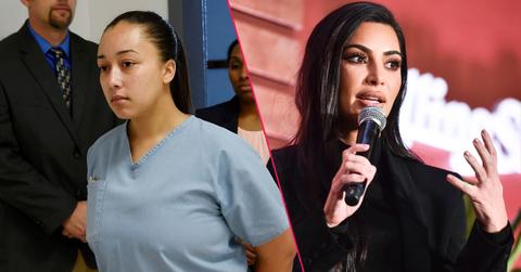 Left, Cyntoia Brown appears in court during her clemency hearing at the Tennessee Prison for Women in Nashville, Tenn., Wednesday, May 23, 2018. Right, Kim Kardashian at Variety and Rolling Stone's Criminal Justice Summit at the Jeremy Hotel in West Hollywood on November 14, 2018.