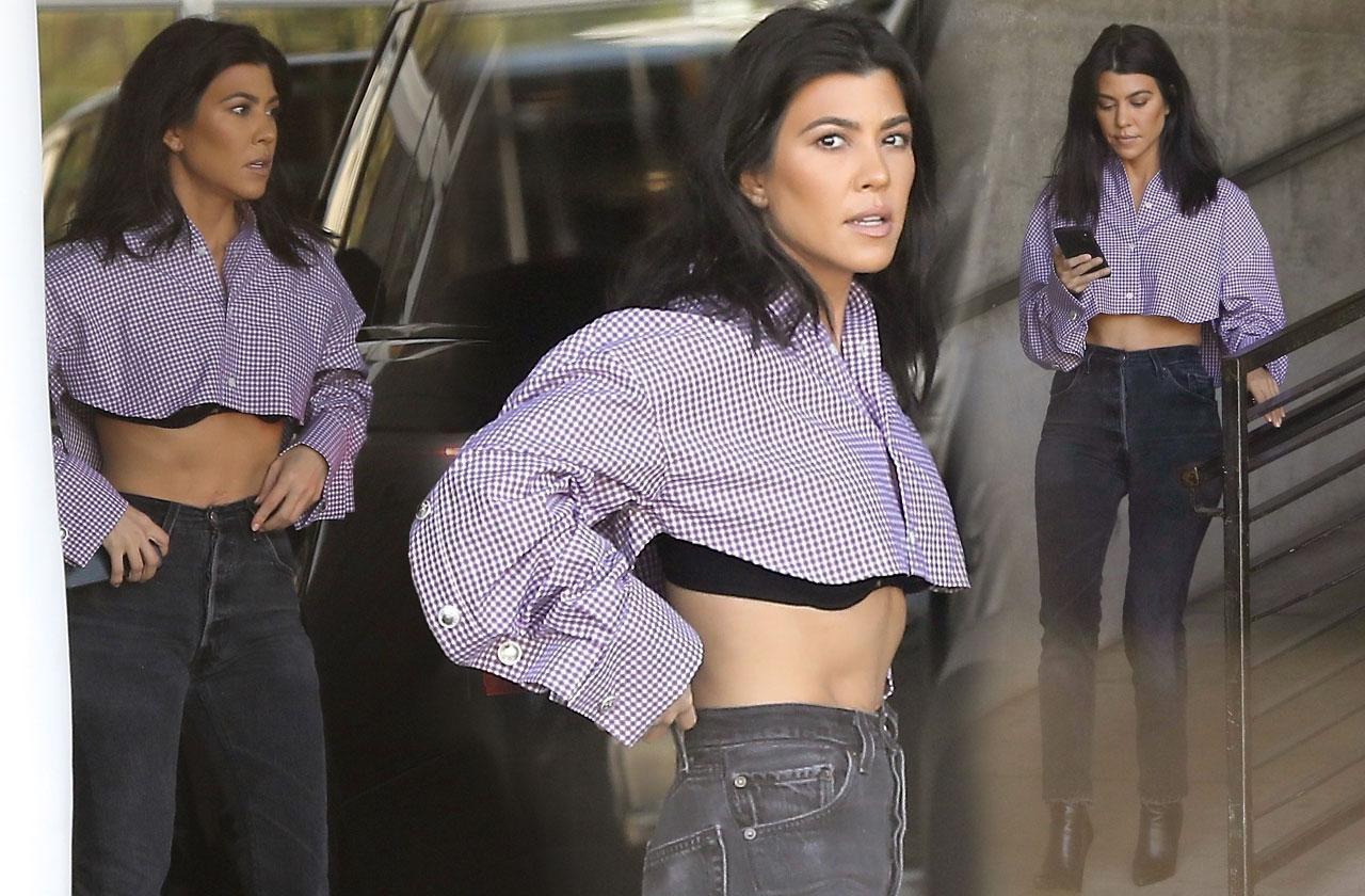 Kourtney Kardashian Shows Abs In Tiny Crop Top – See Photos