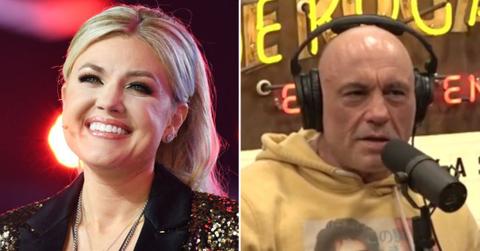split image of Erika Kirk and Joe Rogan