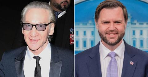split image of Bill Maher and J.D. Vance