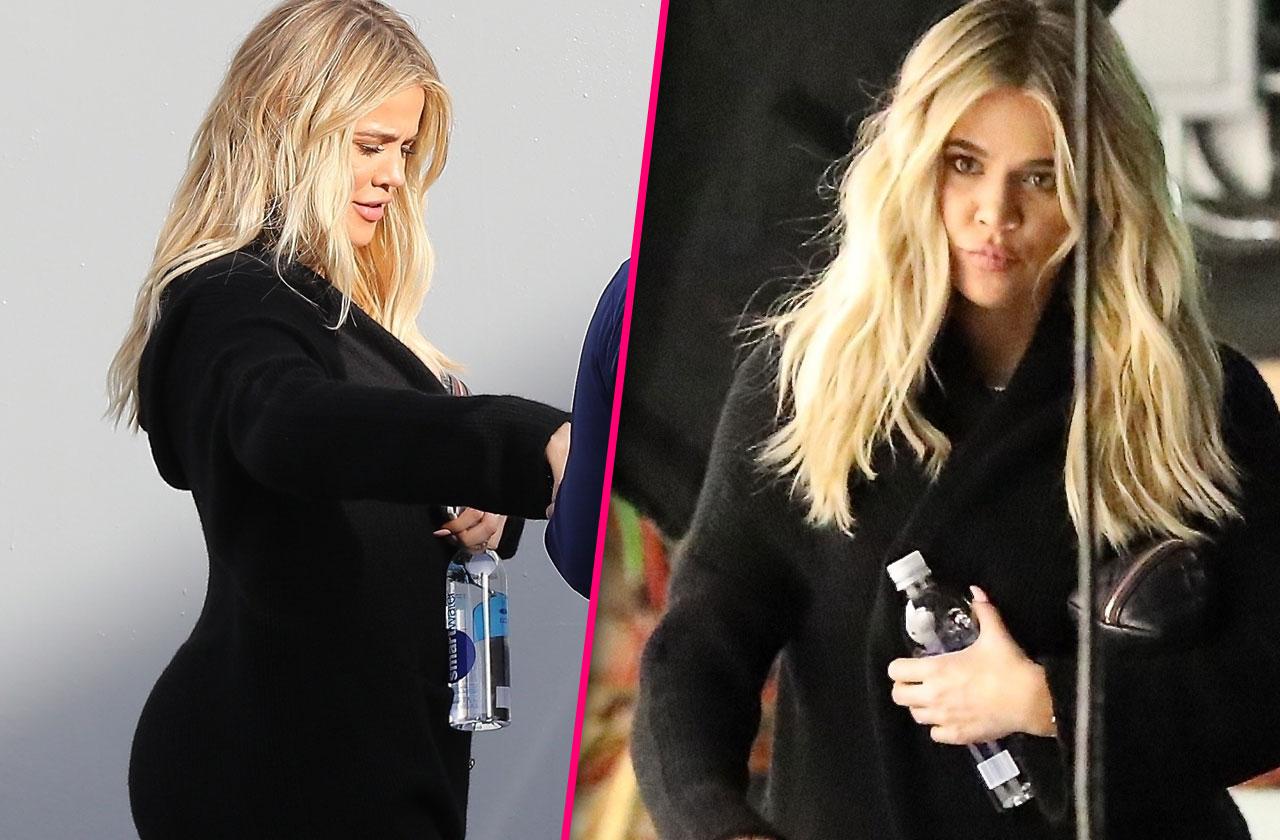 //Khloe Kardashian Hides Baby Bump Coat pp