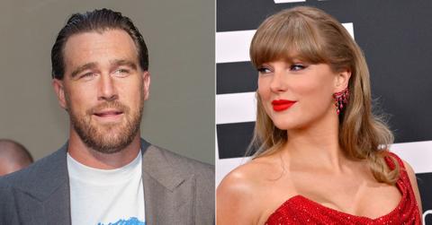 Split photo of Travis Kelce, Taylor Swift