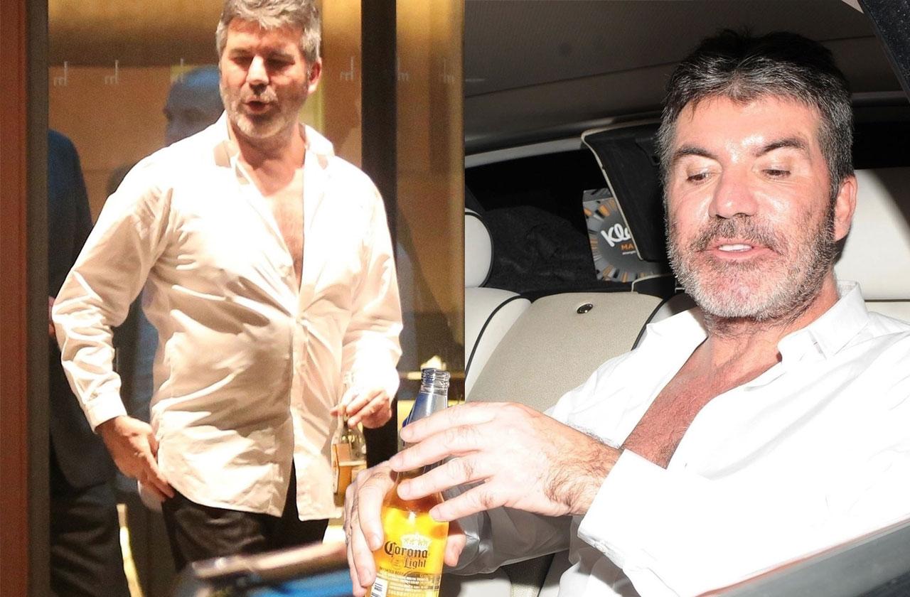 Simon Cowell Seen Drinking, Smoking Cigarette After Hospital Visit