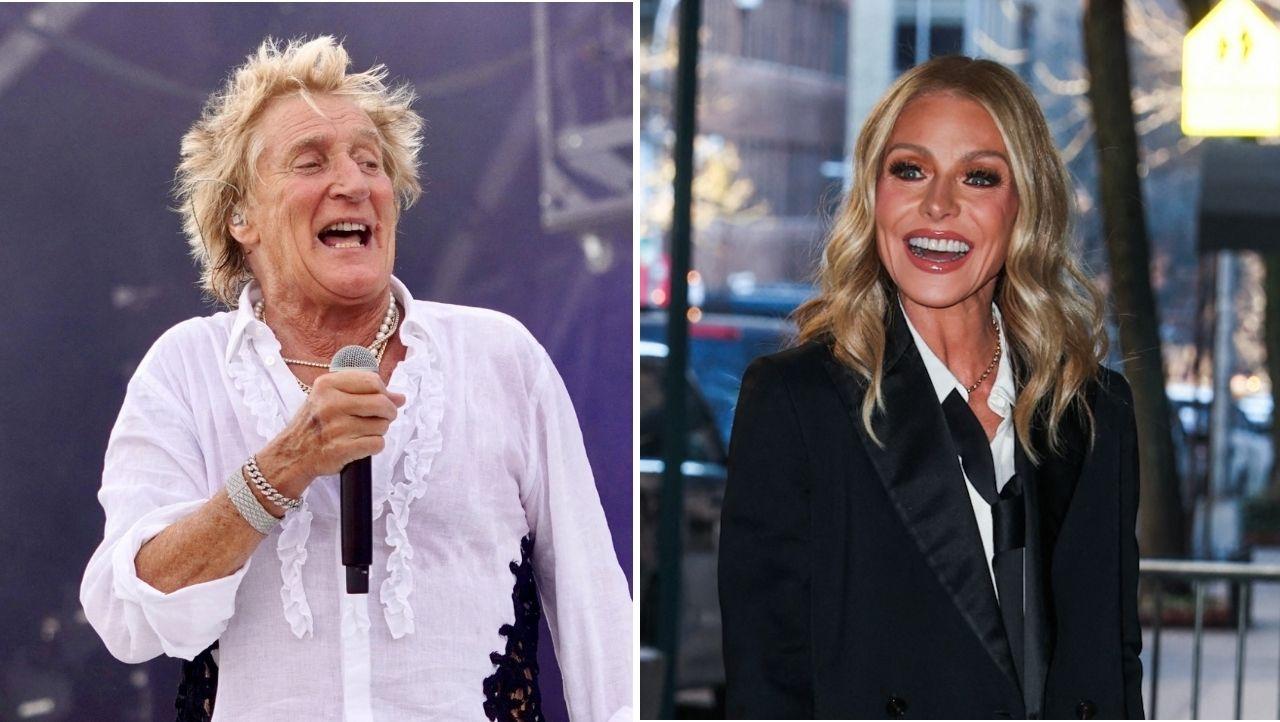 Split image of Rod Stewart and Kelly Ripa