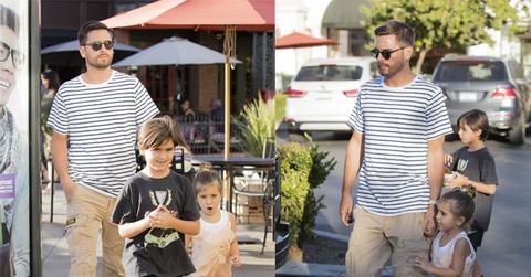 Scott Disick Watches Kids While Kourtney Kardashian Is In Paris