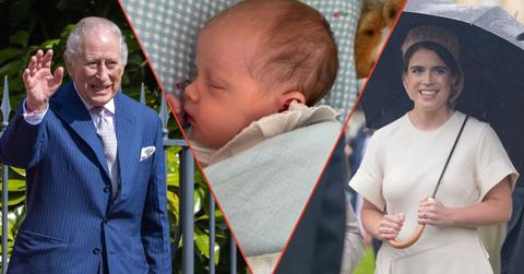 Split photos of King Charles, Adelaide Elizabeth Annina Brooksbank and Princess Eugenie