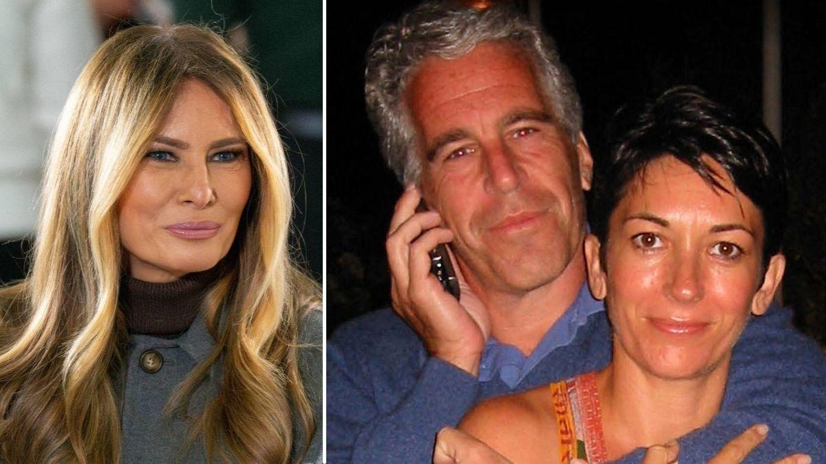 split image of Melania Trump / Jeffrey Epstein and Ghislaine Maxwell