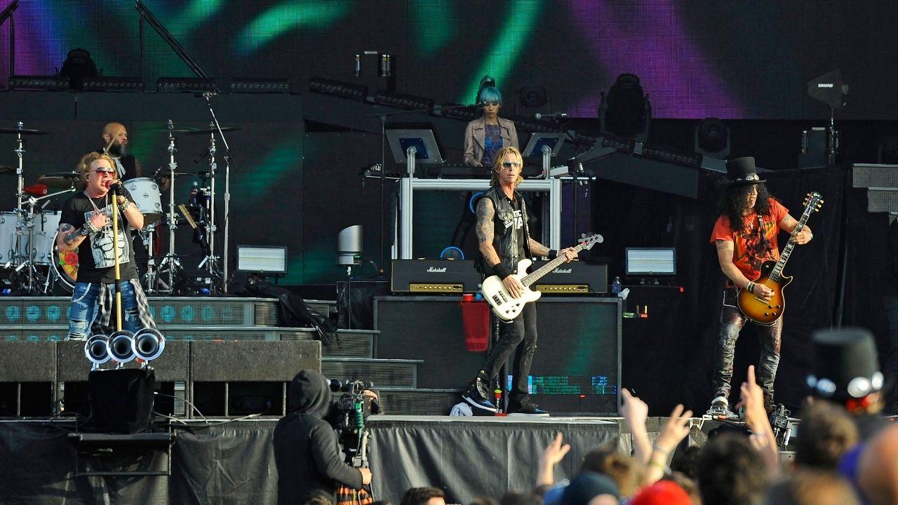 Photo of Axl Rose, Slash and Duff McKagan