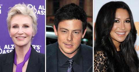 Composite photo of Jane Lynch, Cory Monteith and Naya Rivera