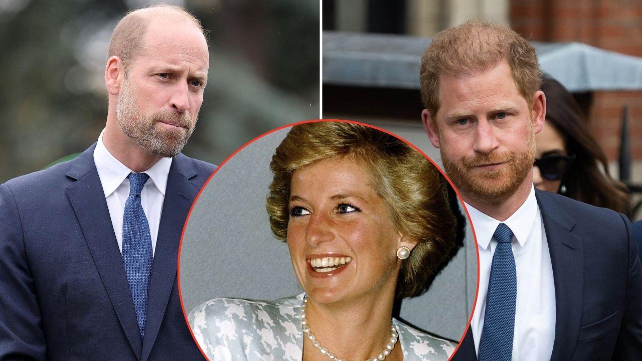 Split photos of Princess Diana, Prince William and Prince Harry
