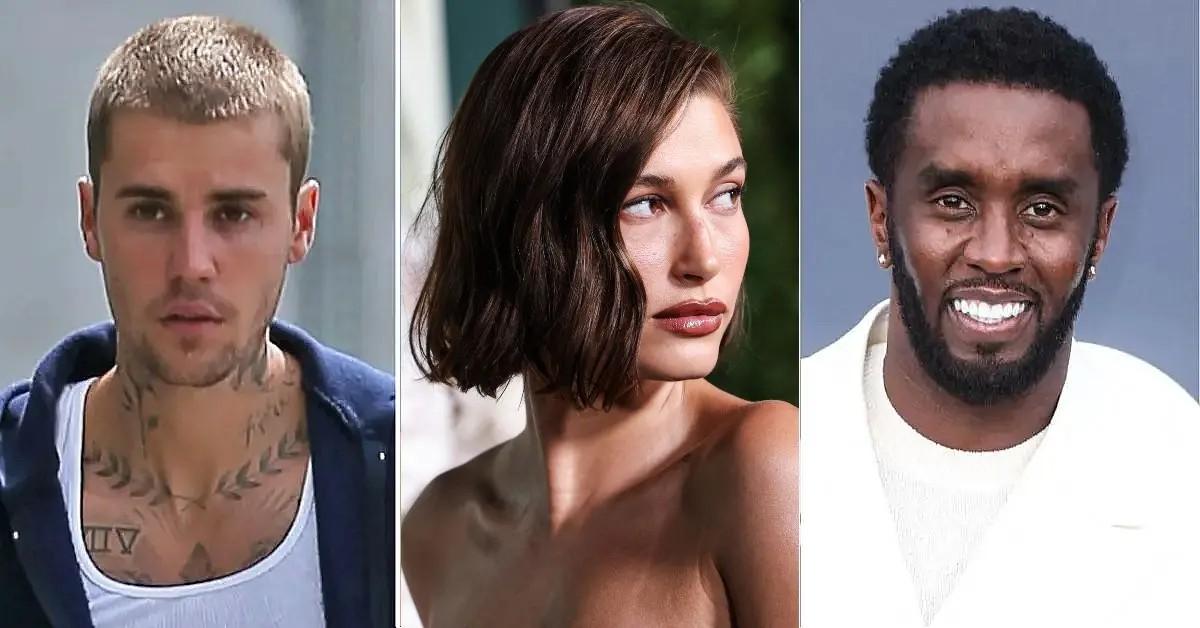 Composite photo of Justin Bieber, Hailey Bieber, Sean 'Diddy' Combs'