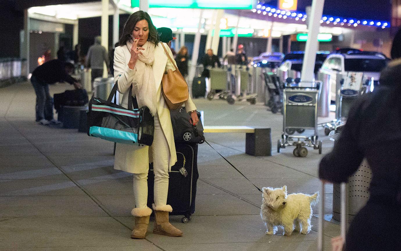 Luann De Lesseps Smokes Cigarette Flight NYC