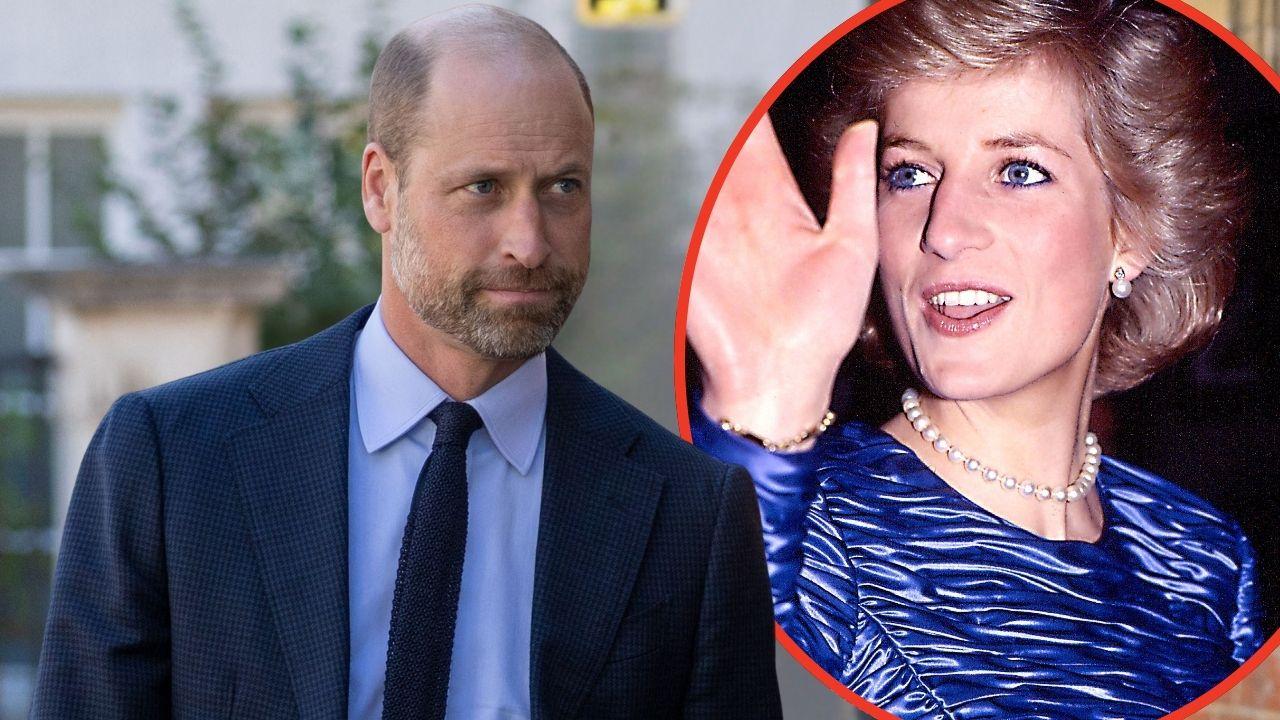 Split photos of Prince William and Princess Diana