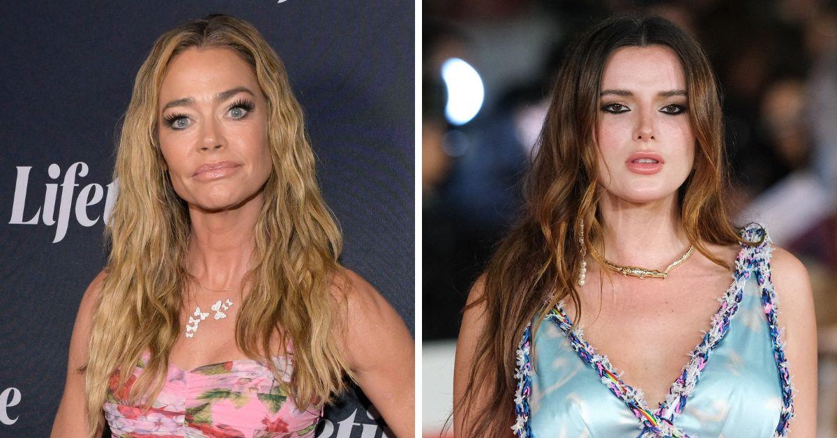 Split photo of Denise Richards, Bella Thorne