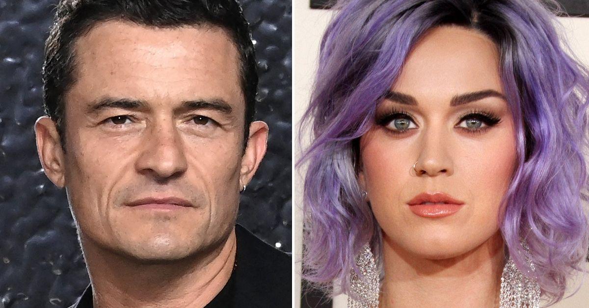 Split photo of Orlando Bloom and Katy Perry.