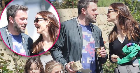 //ben affleck jennifer garner look loving kids church pp