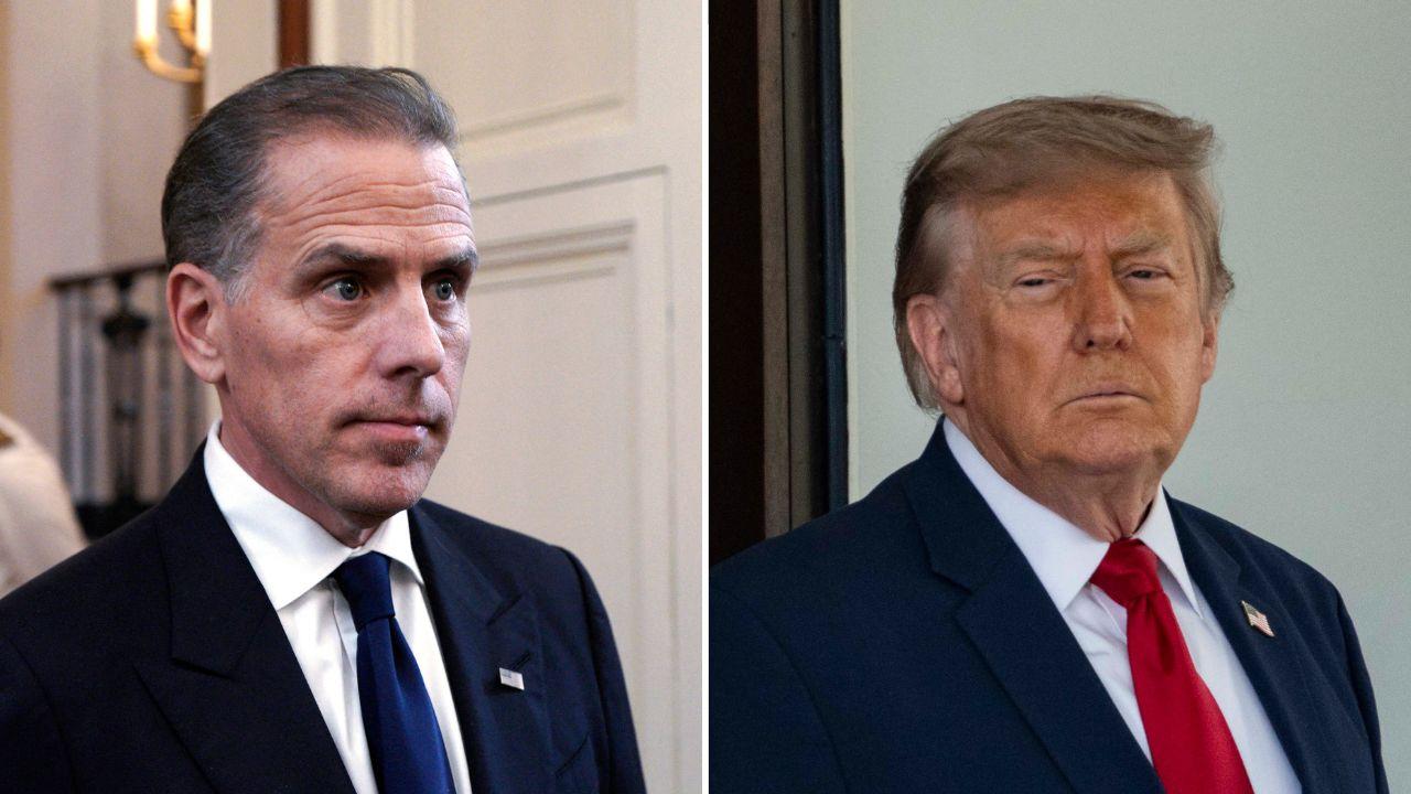 A photo of Hunter Biden alongside a photo of Donald Trump