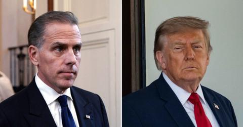 A photo of Hunter Biden alongside a photo of Donald Trump