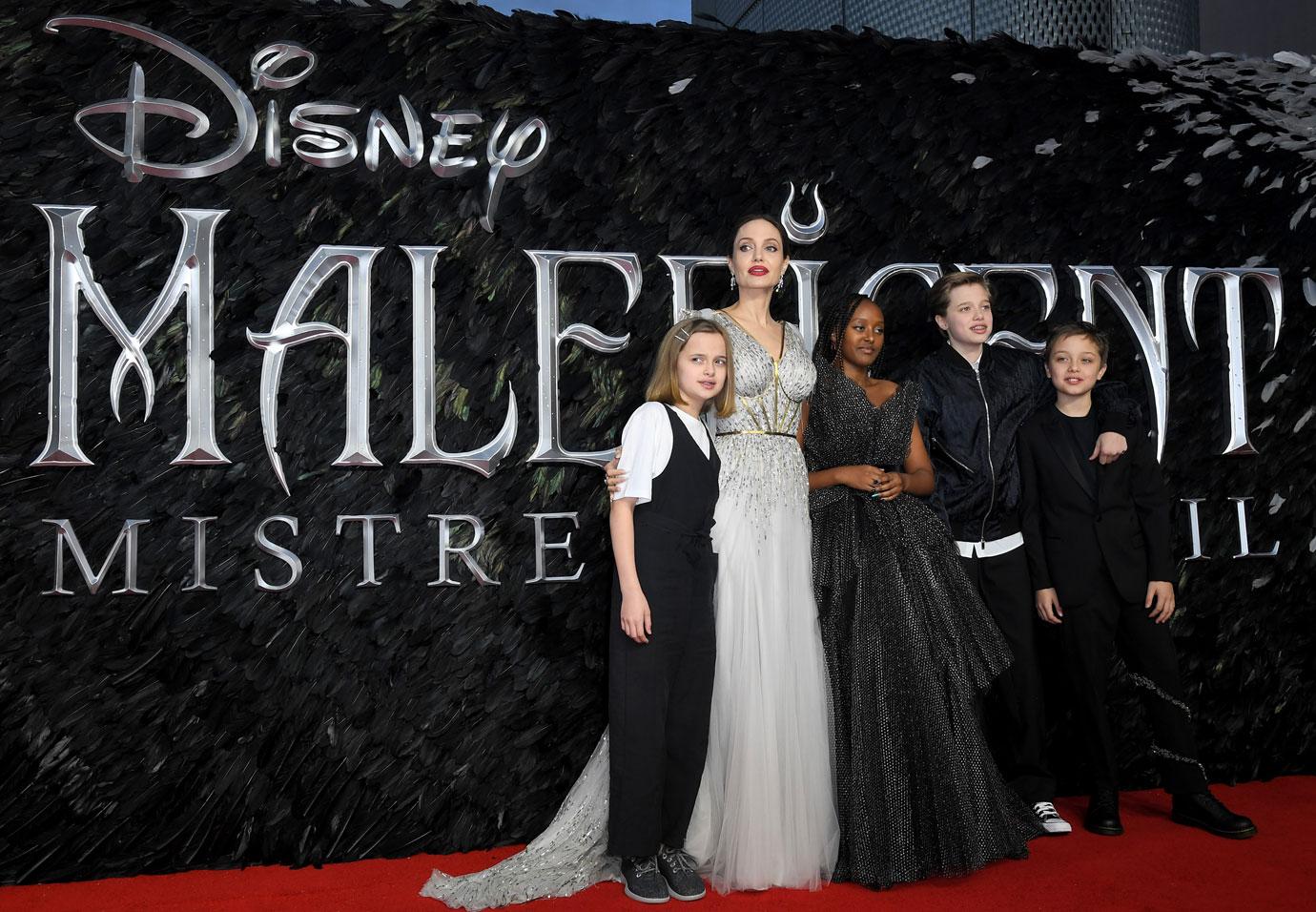 Angelina Jolie Brings Her Brood To Maleficent Premiere In London