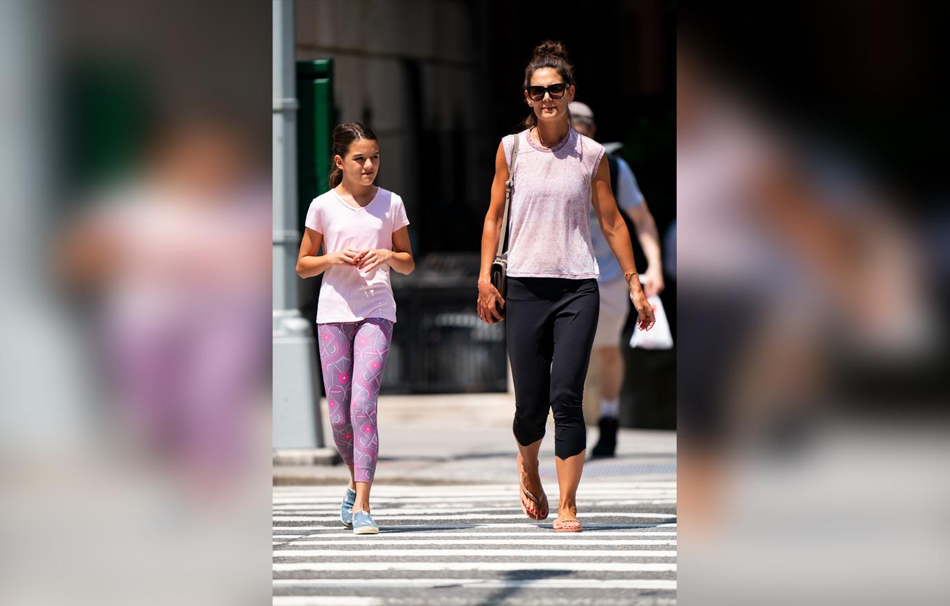 Katie Holmes is seen in the Upper West Side on July 22, 2019 in New York City.