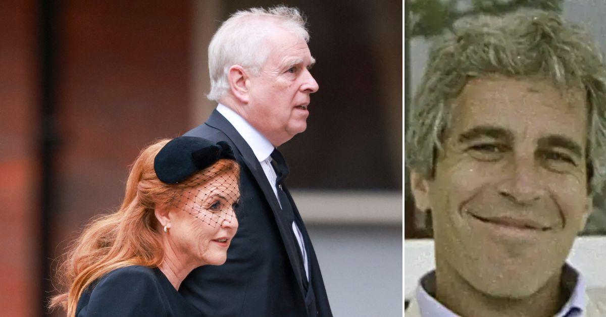 Split photos of Jeffrey Epstein, Sarah Ferguson and Jeffrey Epstein