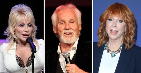 Split photo of Dolly Parton, Kenny Rogers and Reba McEntire