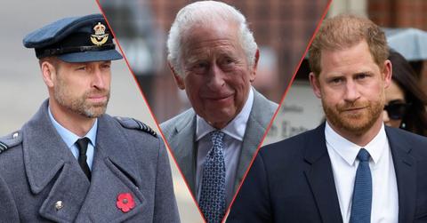 Split photos of King Charles, Princes William and Harry