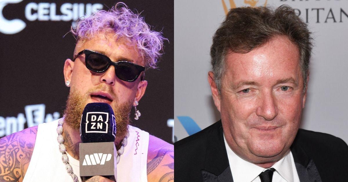 Split photo of Jake Paul and Piers Morgan