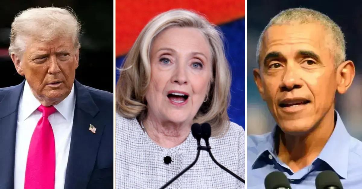 Photo of Donald Trump, Photo of Hillary Clinton, Barack Obama