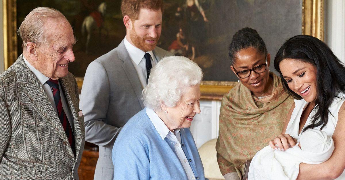 Photo of Queen Elizabeth, Prince Harry, Prince Philip, Doria Ragland and Meghan Markle