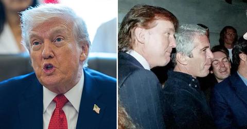 Split photos of Donald Trump and Jeffrey Epstein