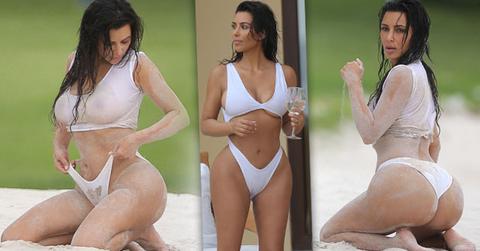 kim kardashian bikini body beach photo shoot mexico vacation pics