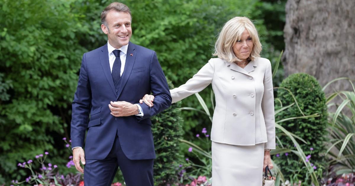 Photo of Emmanuel and Brigitte Macron