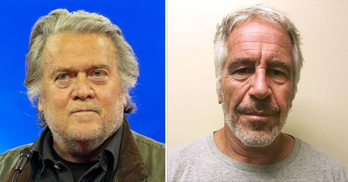 Composite photo of Steve Bannon and Jeffrey Epstein