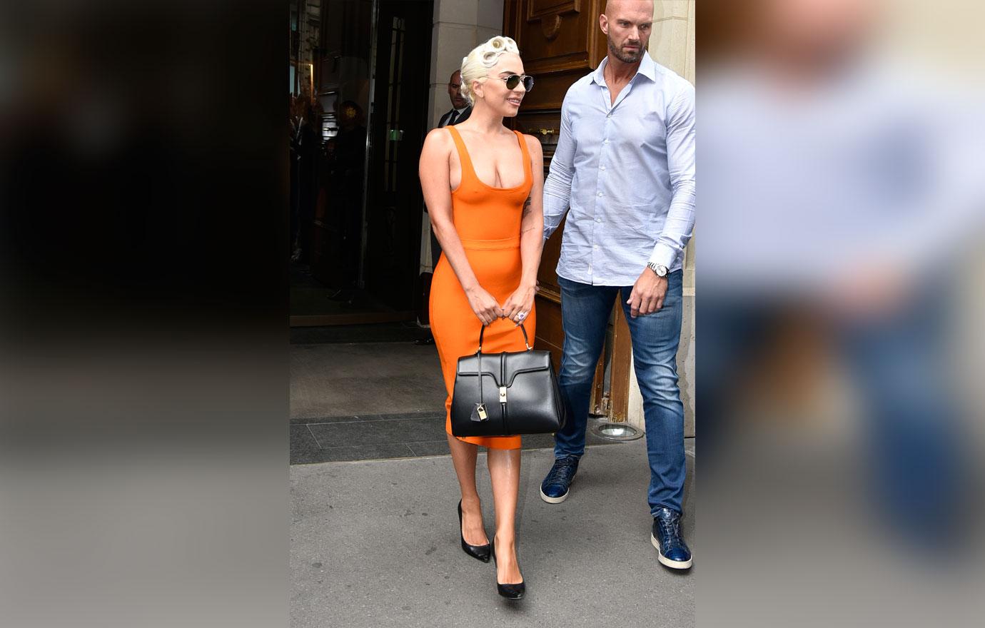 Wardrobe Malfunction! Lady Gaga Shows Nipples In Orange Dress