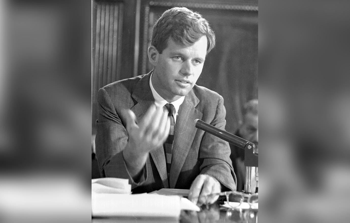 Robert F. Kennedy, counsel for the United States Senate Permanent Subcommittee on Investigations, questions Teamsters President James Hoffa