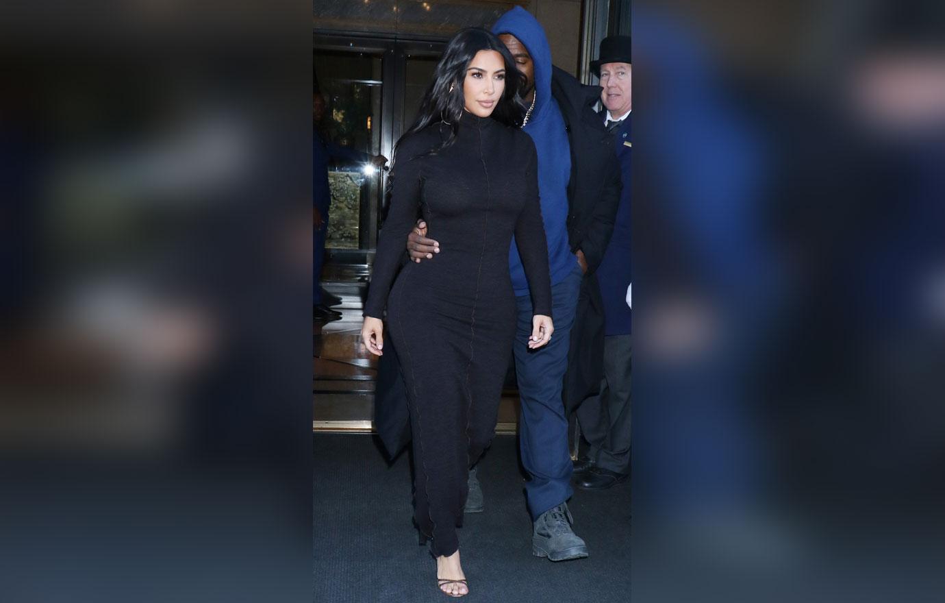 Kim Kardashian Covers Up In Turtleneck Dress After Religious Kanye West's New Dress Rules