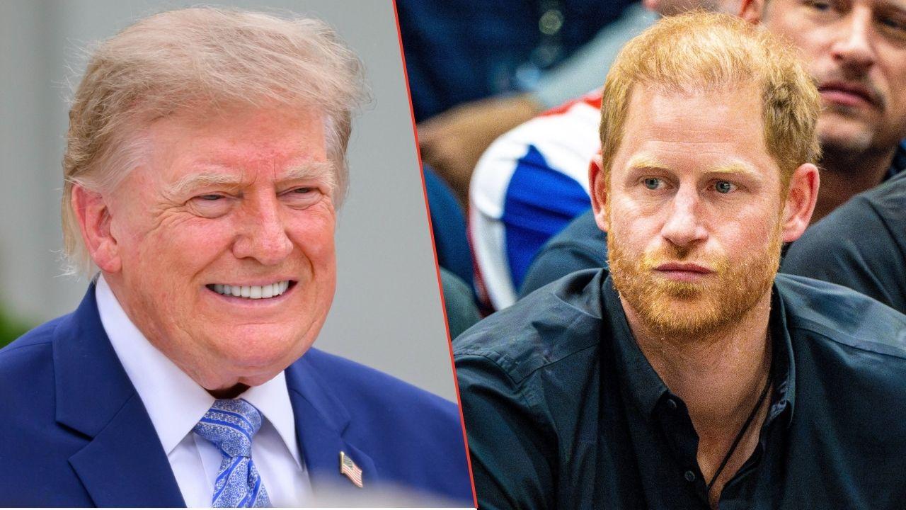 Split photos of Donald Trump and Prince Harry