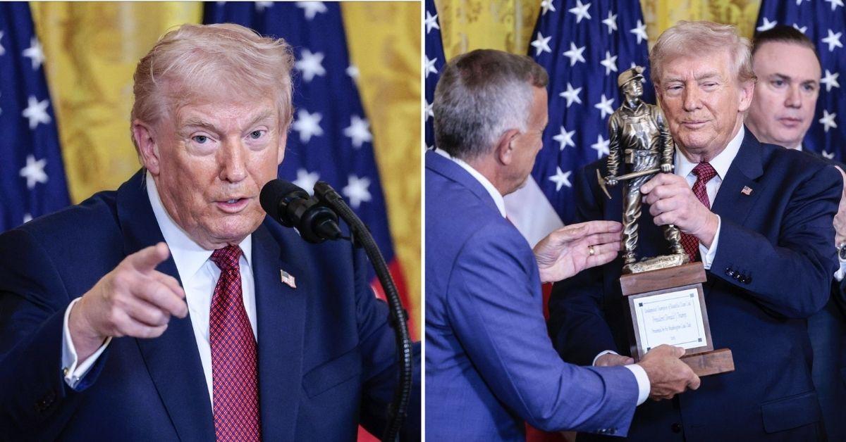 Trump Stumbles Over His Words While Accepting 'Fake Award' — As Prez's Latest Gaffe Sparks Dementia Rumors Again and Calls for 25th Amendment to Be Invoked