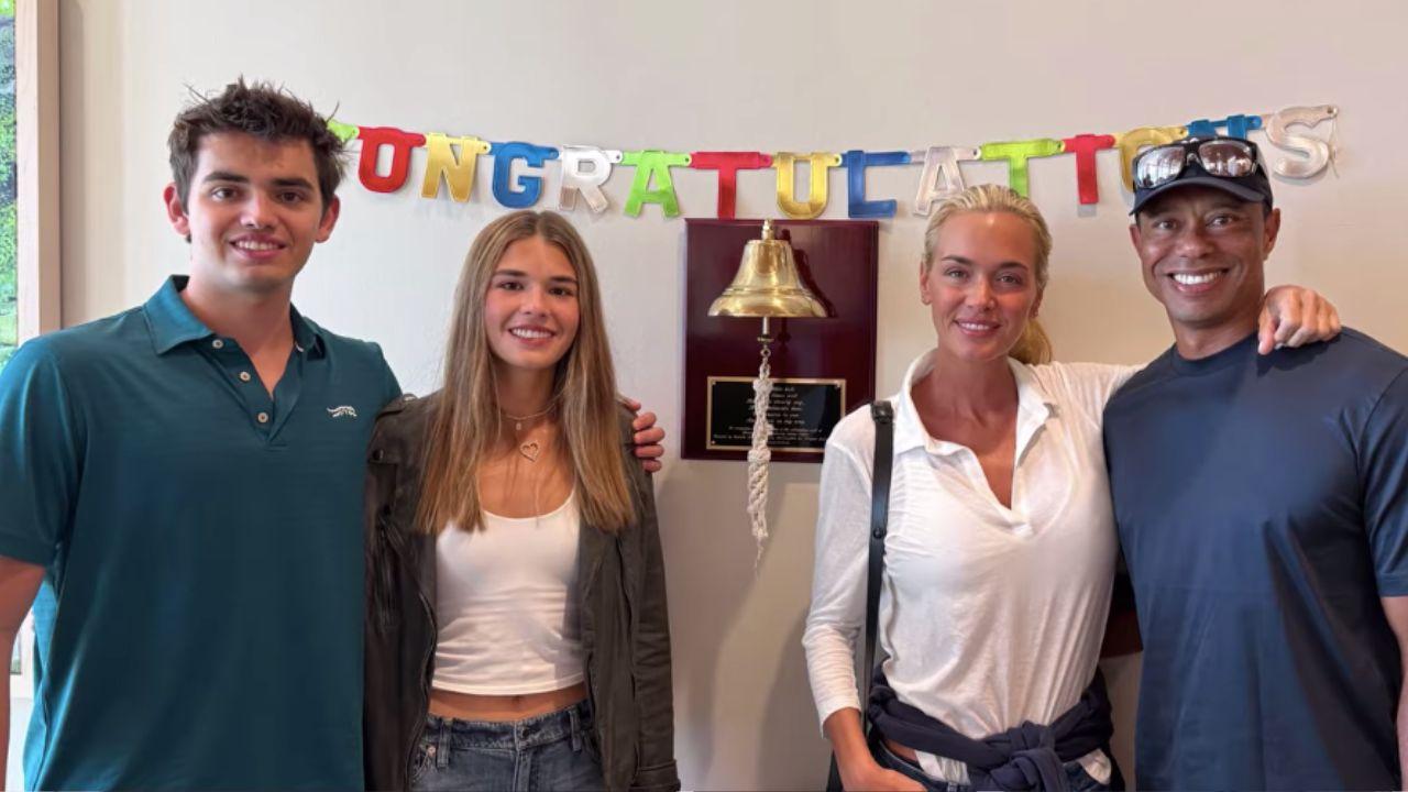 picture of Tiger Woods, Vanessa Trump, Kai Trump and Donald John Trump III.