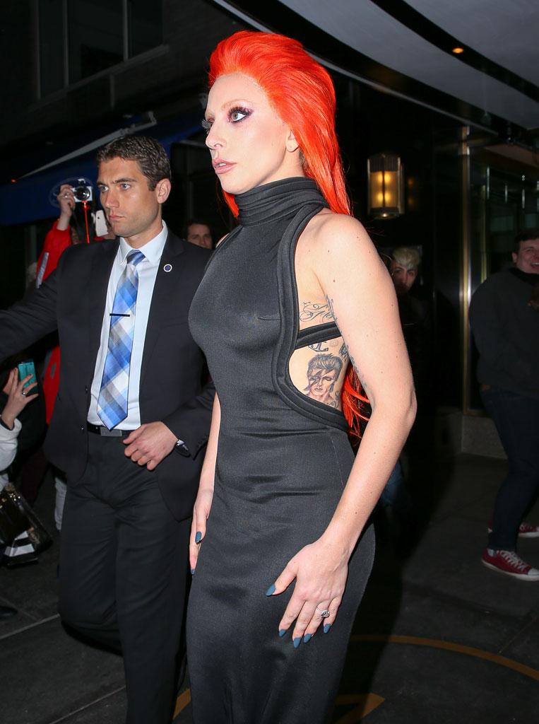 Lady Gaga David Bowie Tattoo Side Boob