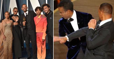 will smith slaps chris rock oscars kids family reacts