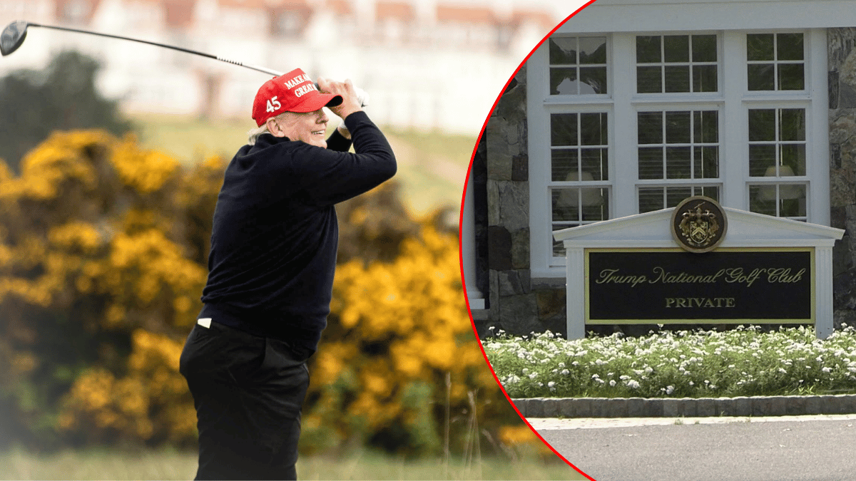 A photo of Donald Trump alongside a photo of his golf club