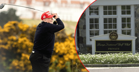 A photo of Donald Trump alongside a photo of his golf club