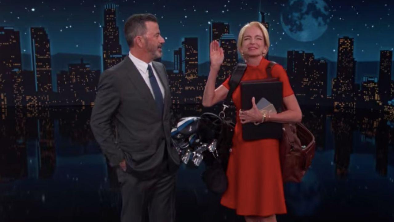 picture of Jimmy Kimmel and Natalie Harp impersonator