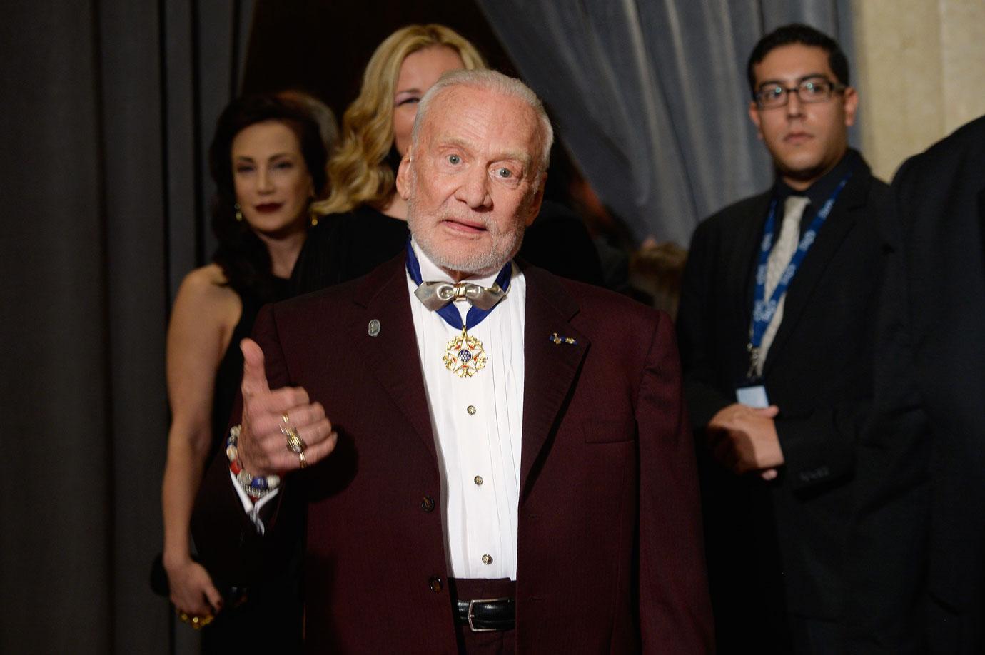 Astronaut Buzz Aldrin attends the 2016 Pre-GRAMMY Gala and Salute to Industry Icons honoring Irving Azoff at The Beverly Hilton Hotel on February 14, 2016 in Beverly Hills, California.