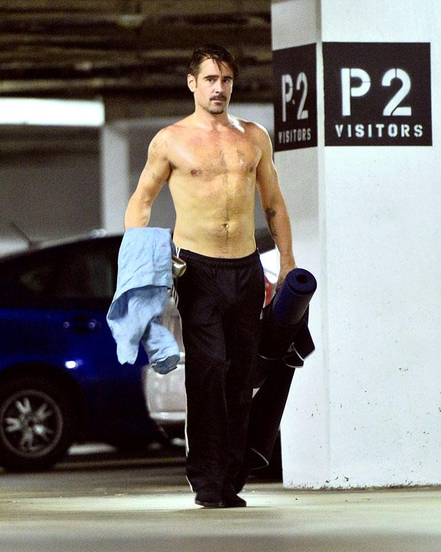 Colin Farrell Shirtless Yoga